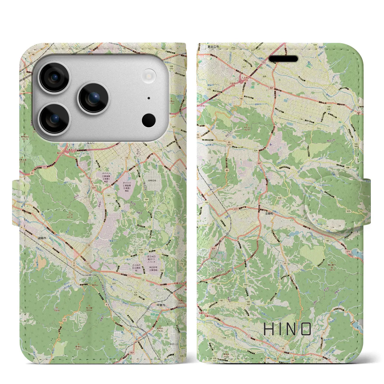 【日野(滋賀県)】地図柄iPhoneケース(手帳タイプ)