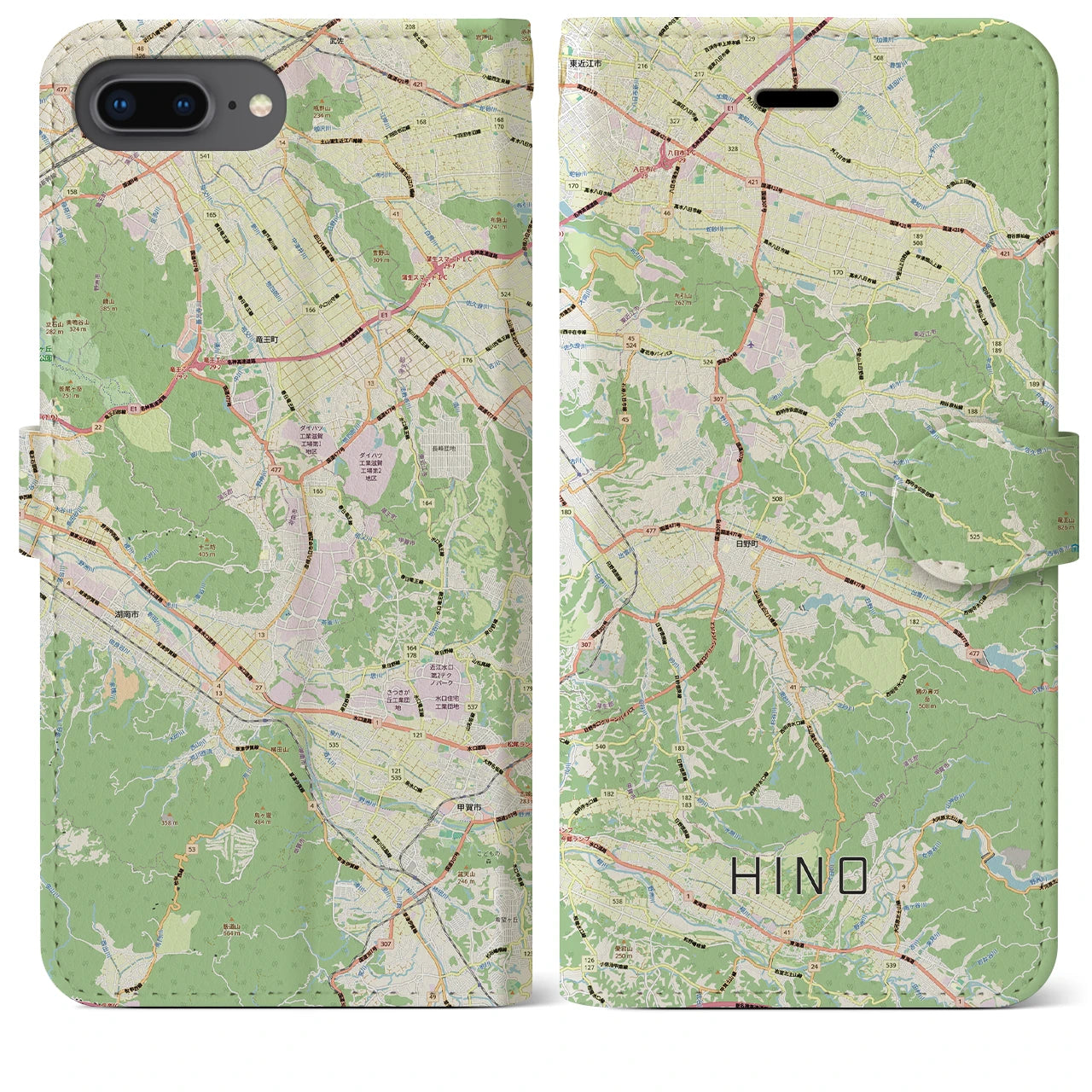 【日野(滋賀県)】地図柄iPhoneケース(手帳タイプ)