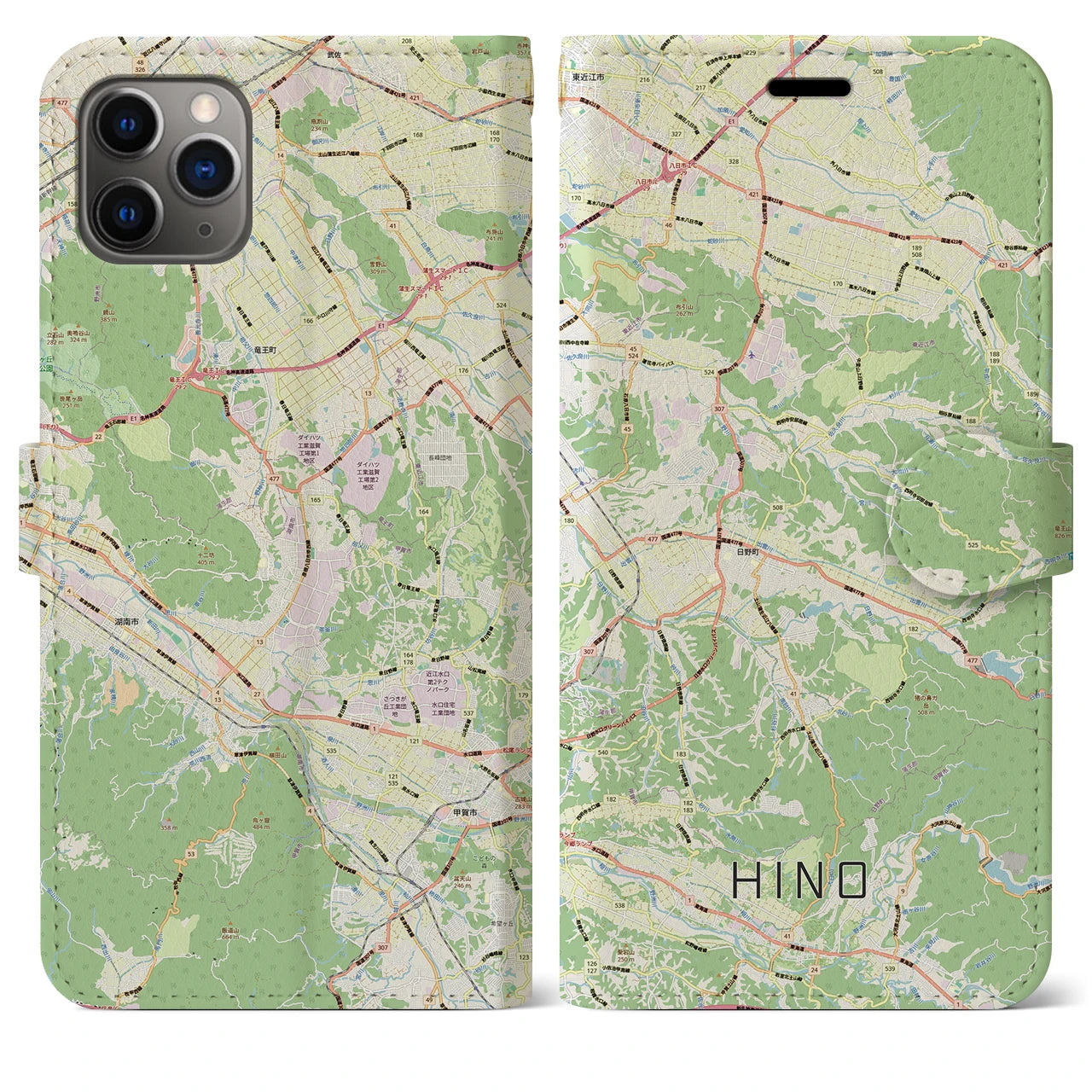 【日野(滋賀県)】地図柄iPhoneケース(手帳タイプ)