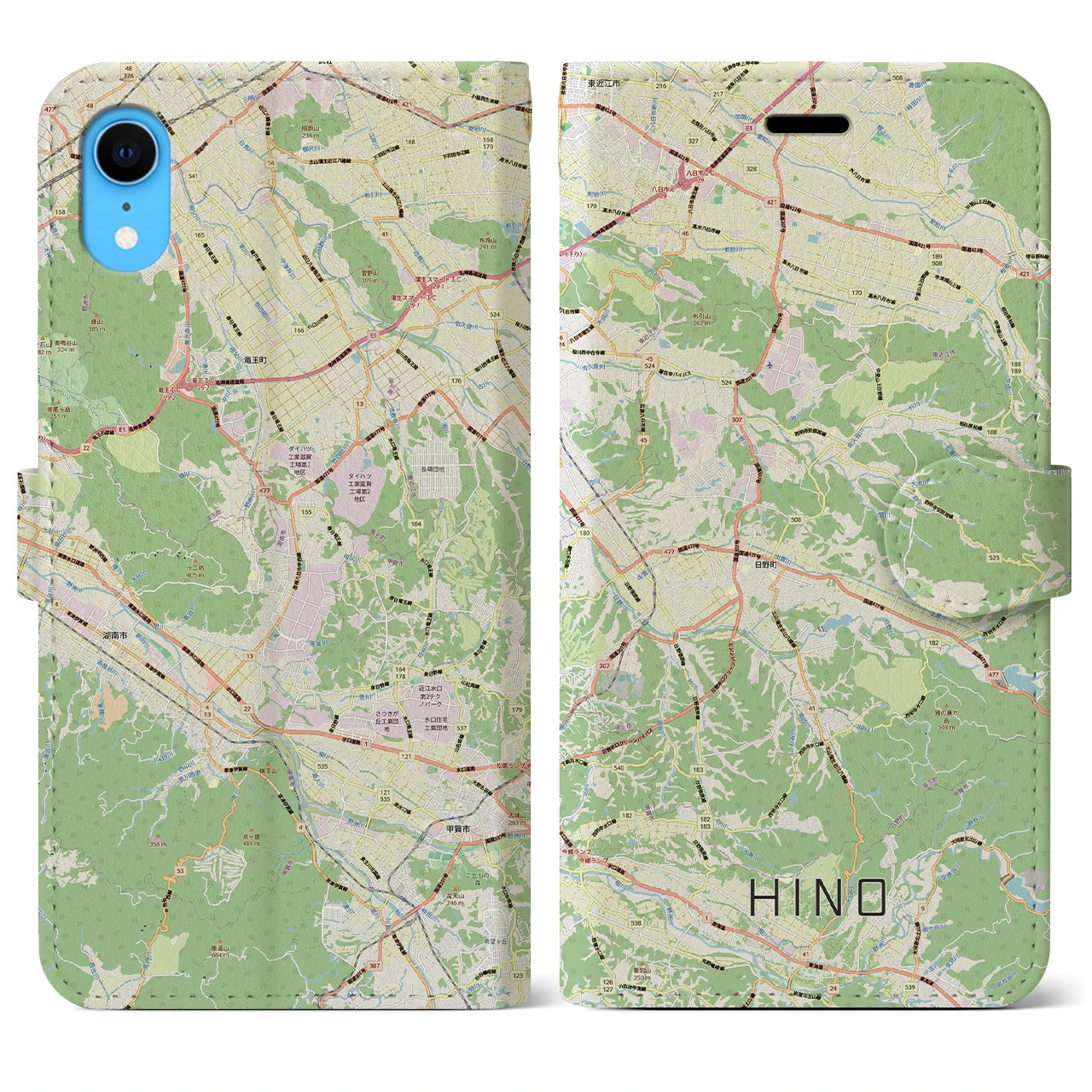 【日野(滋賀県)】地図柄iPhoneケース(手帳タイプ)