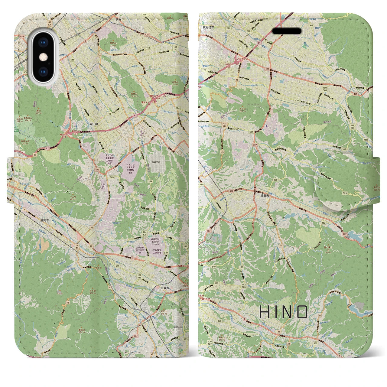 【日野(滋賀県)】地図柄iPhoneケース(手帳タイプ)