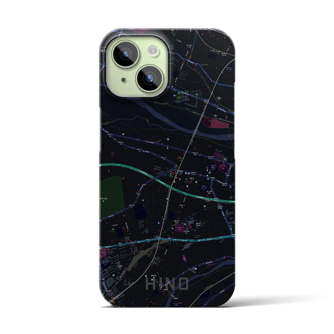 【日野(東京都)】地図柄iPhoneケース(バックカバータイプ)