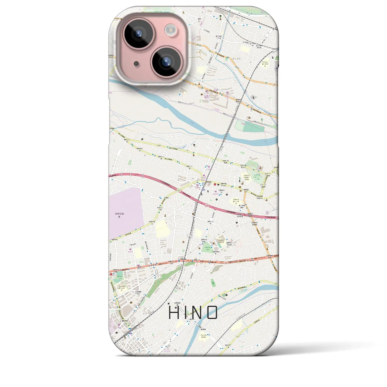 【日野(東京都)】地図柄iPhoneケース(バックカバータイプ)