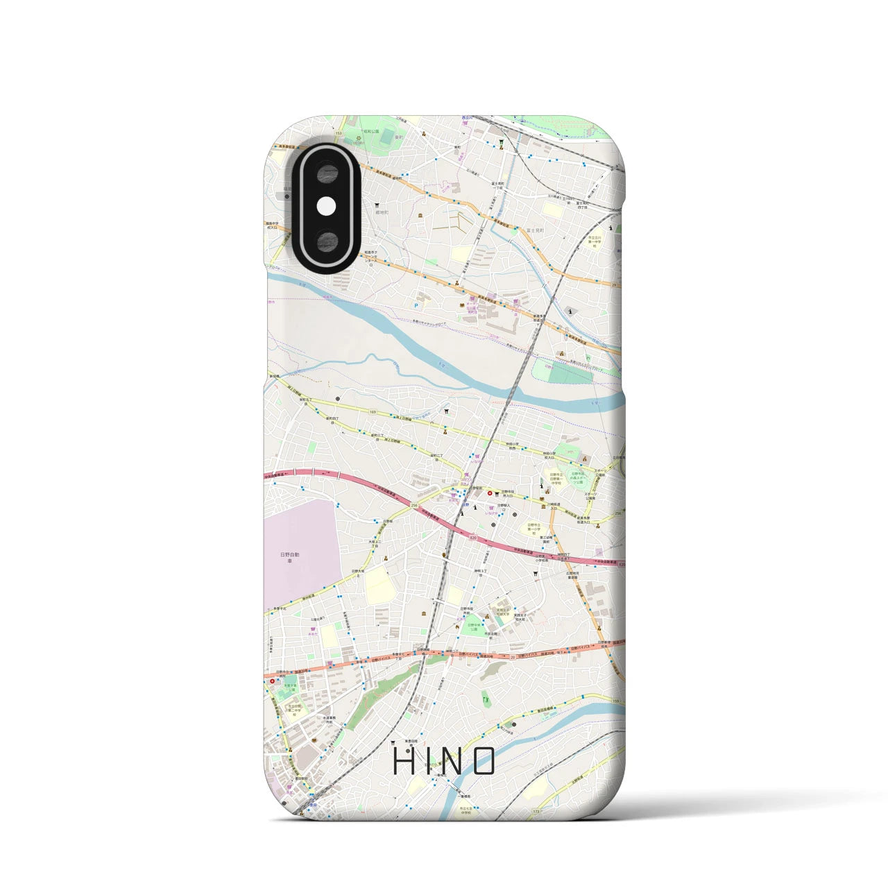 【日野(東京都)】地図柄iPhoneケース(バックカバータイプ)