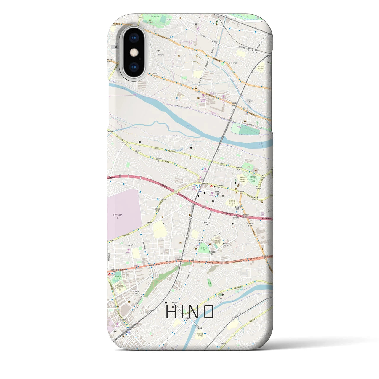 【日野(東京都)】地図柄iPhoneケース(バックカバータイプ)