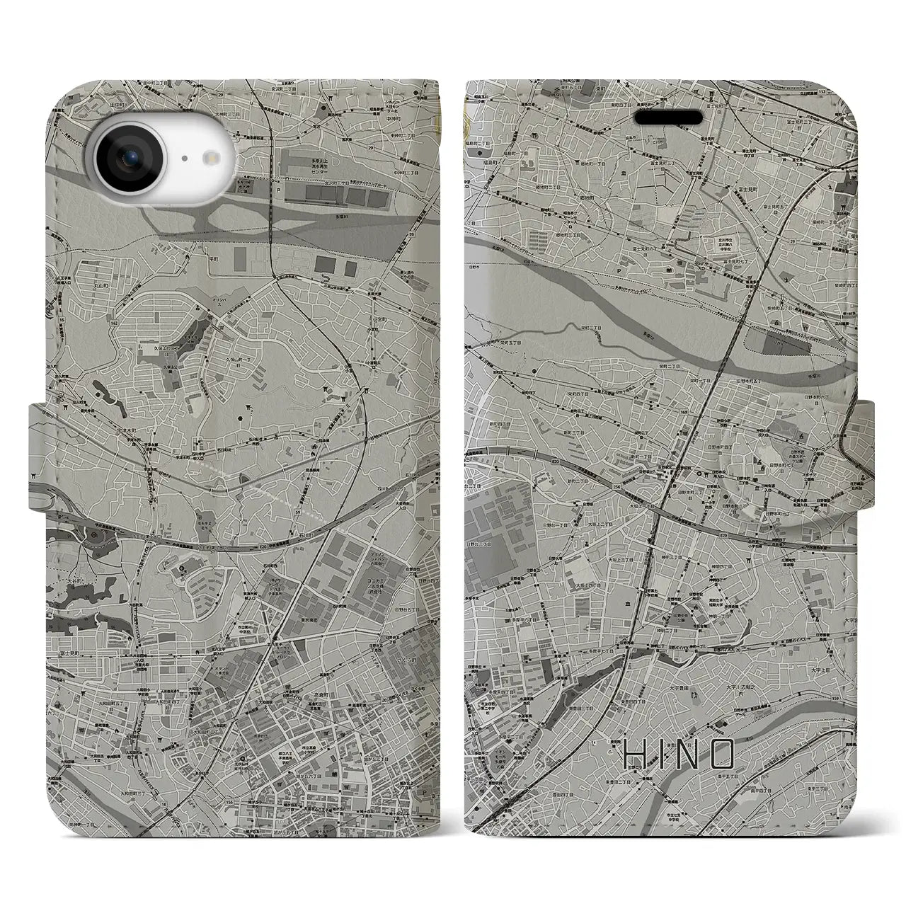 【日野(東京都)】地図柄iPhoneケース(手帳タイプ)