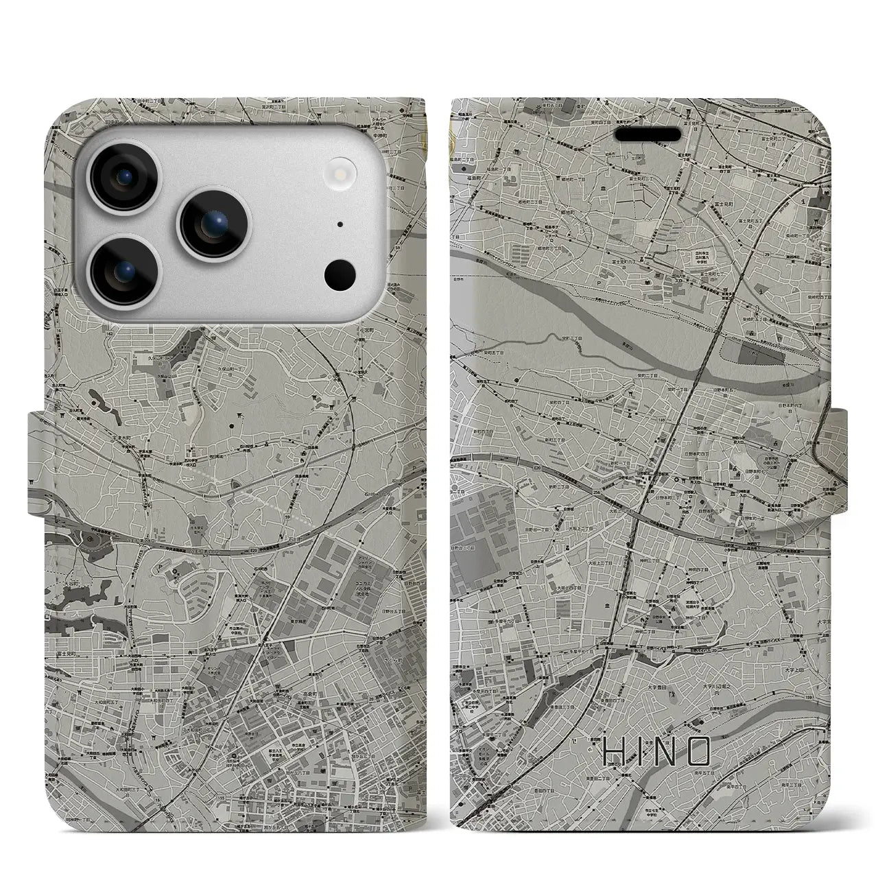 【日野(東京都)】地図柄iPhoneケース(手帳タイプ)