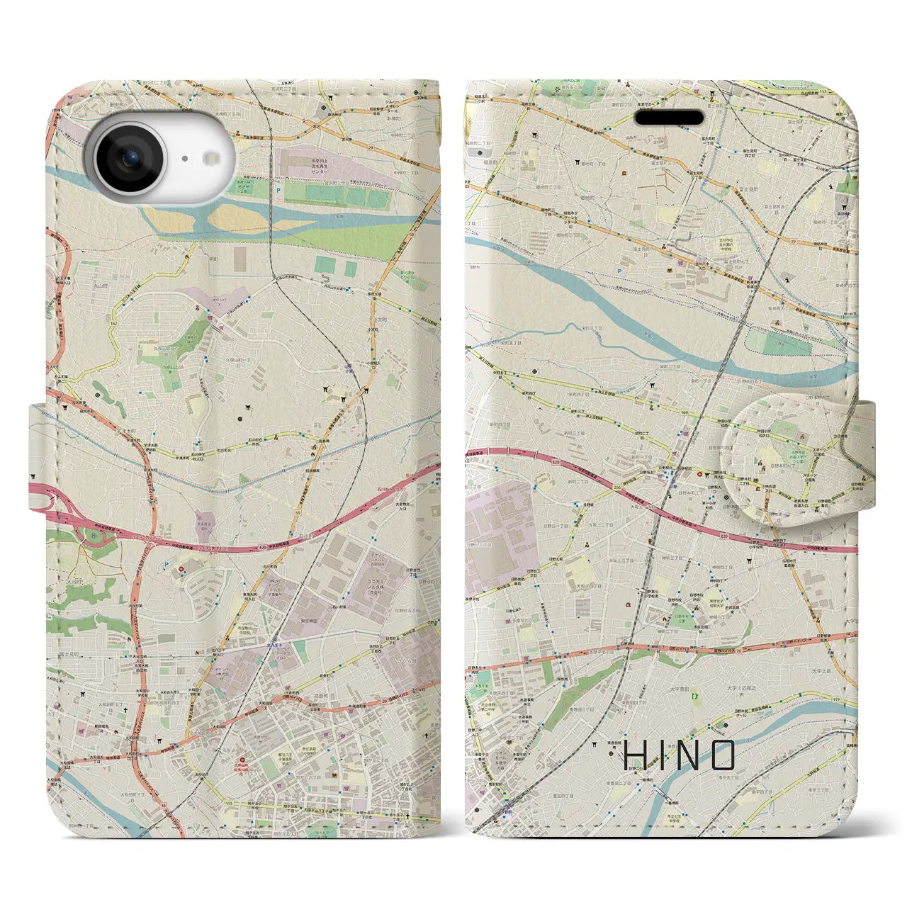 【日野(東京都)】地図柄iPhoneケース(手帳タイプ)