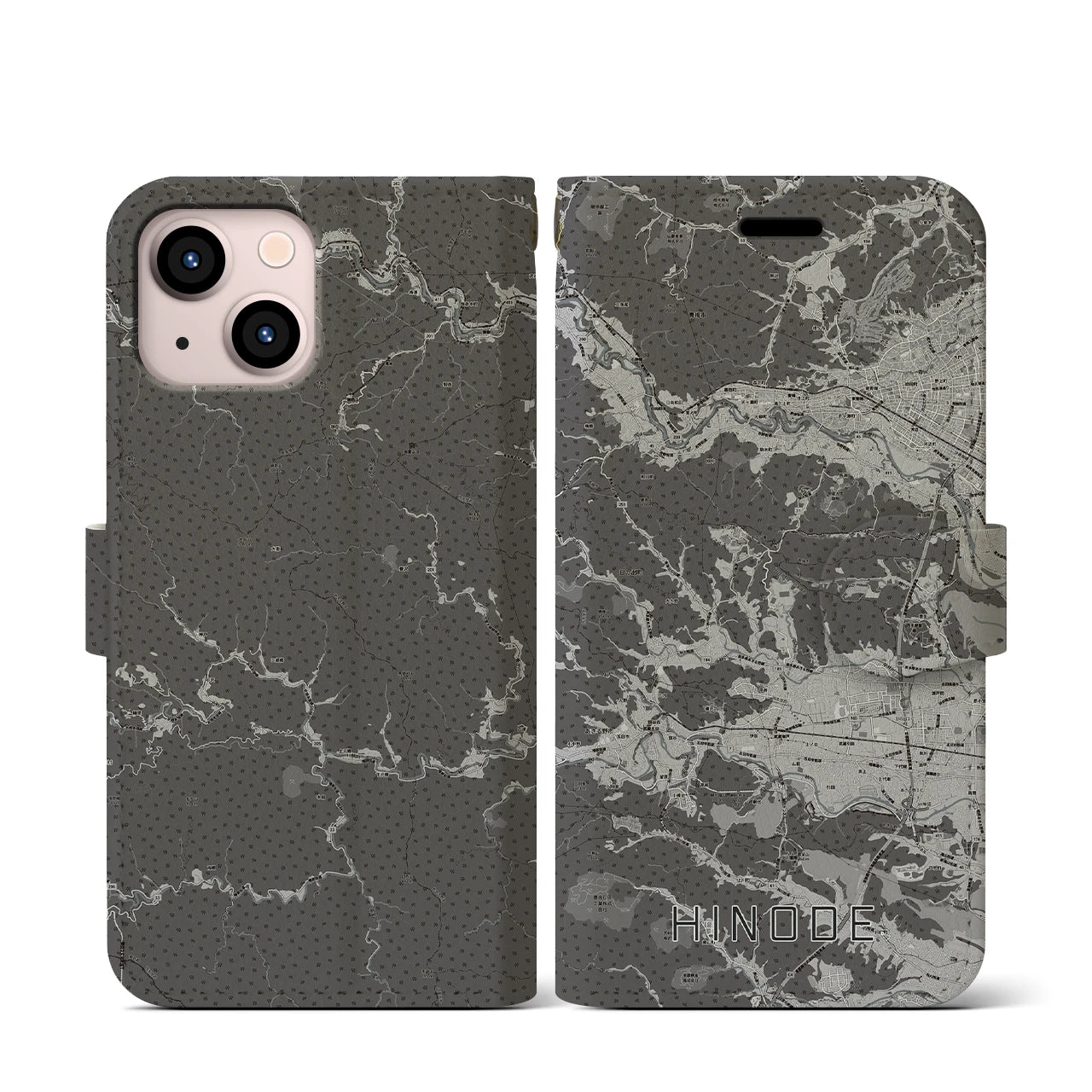 【日の出(東京都)】地図柄iPhoneケース(手帳タイプ)