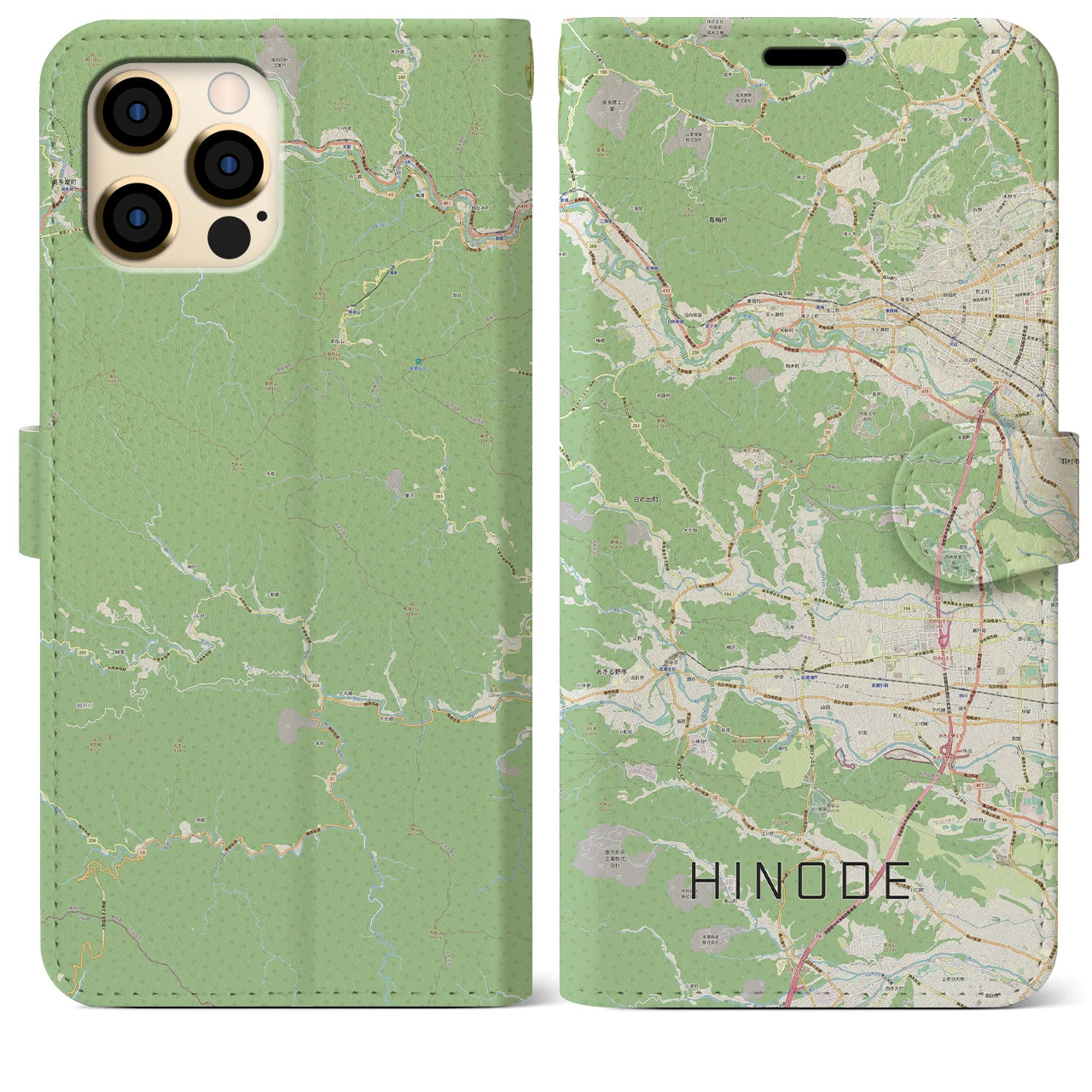 【日の出(東京都)】地図柄iPhoneケース(手帳タイプ)