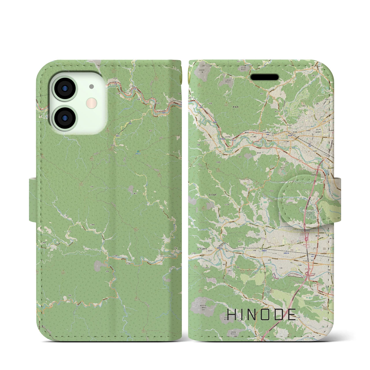 【日の出(東京都)】地図柄iPhoneケース(手帳タイプ)