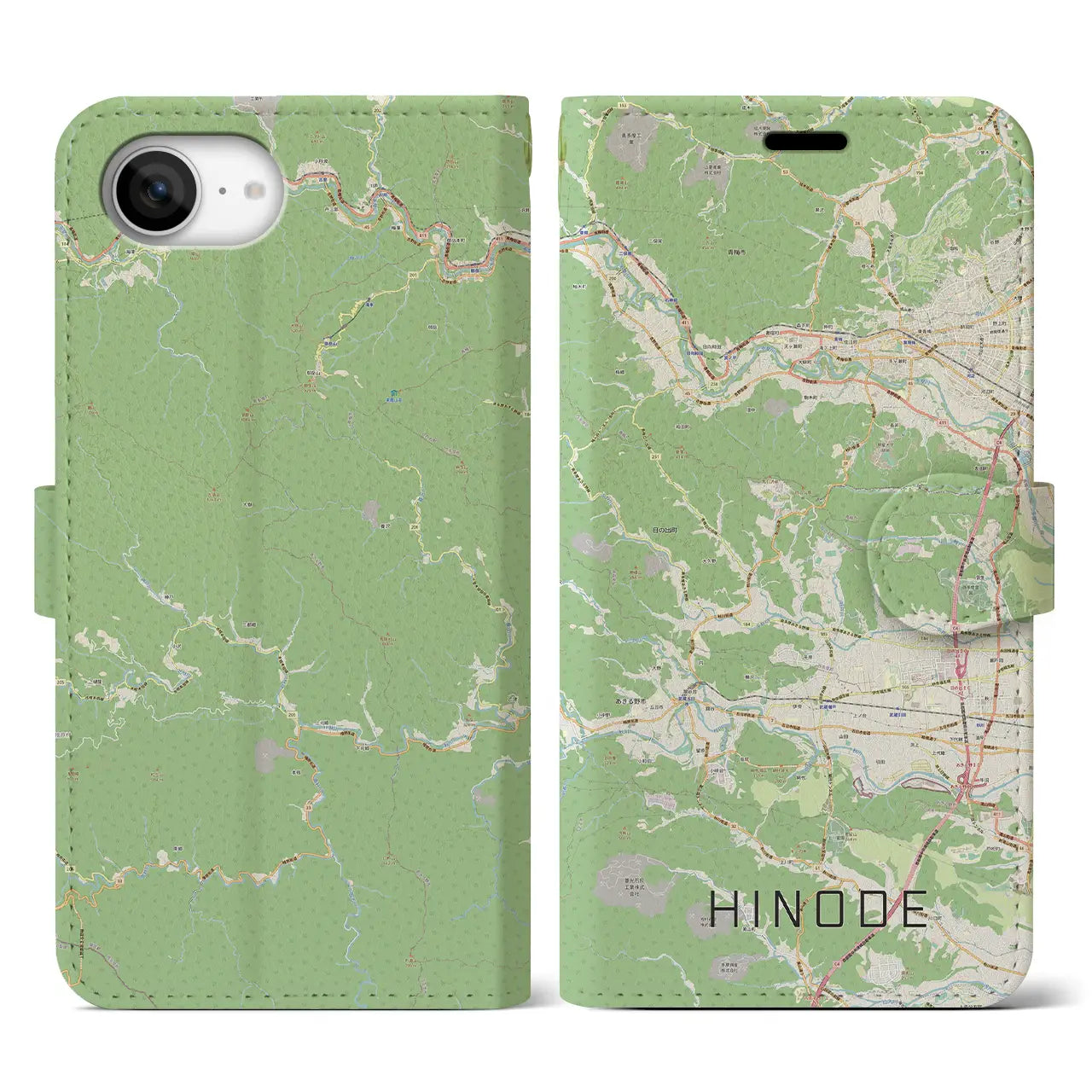 【日の出(東京都)】地図柄iPhoneケース(手帳タイプ)