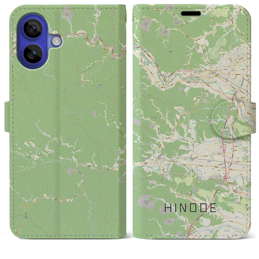 【日の出(東京都)】地図柄iPhoneケース(手帳タイプ)ナチュラル・iPhone 16 Pro Max 用