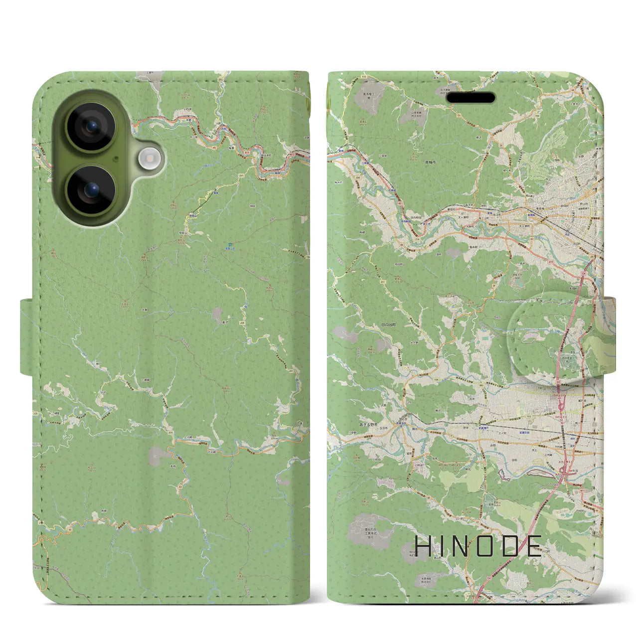 【日の出(東京都)】地図柄iPhoneケース(手帳タイプ)