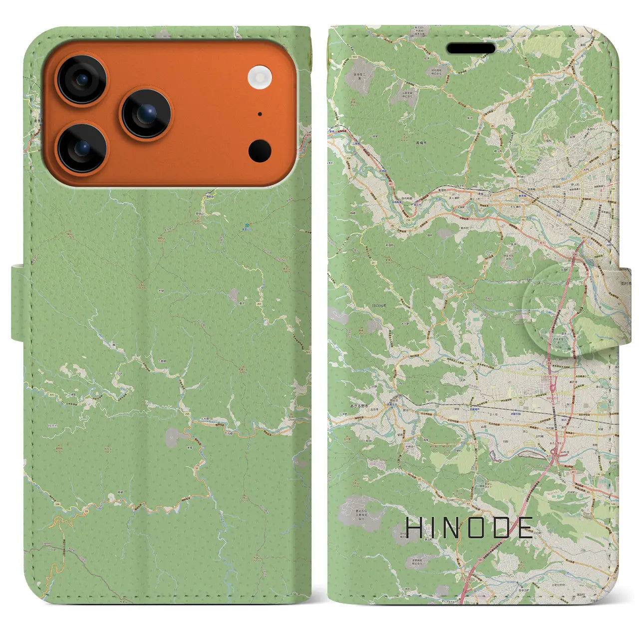 【日の出(東京都)】地図柄iPhoneケース(手帳タイプ)モノトーン・iPhone 17 Pro Max 用