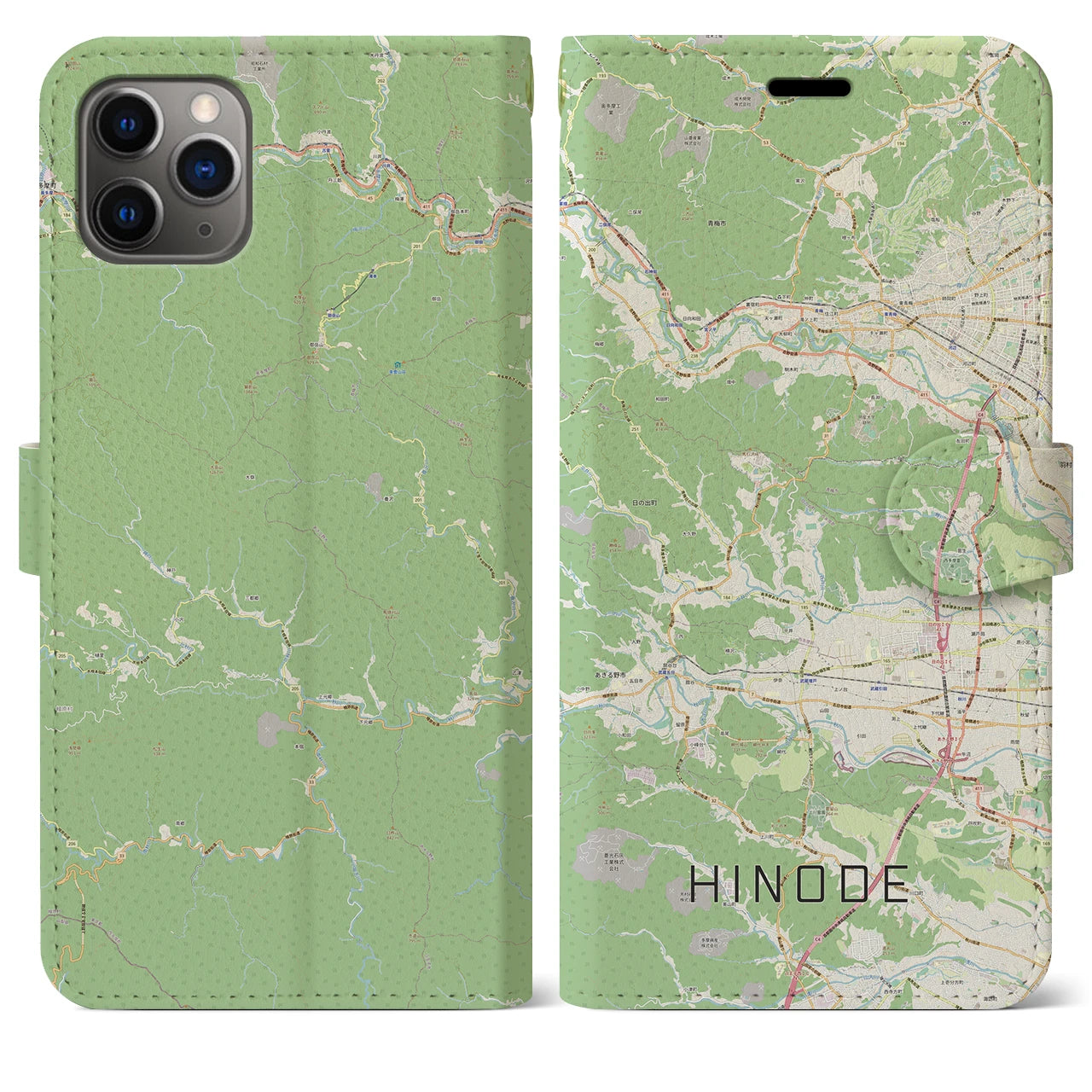 【日の出(東京都)】地図柄iPhoneケース(手帳タイプ)