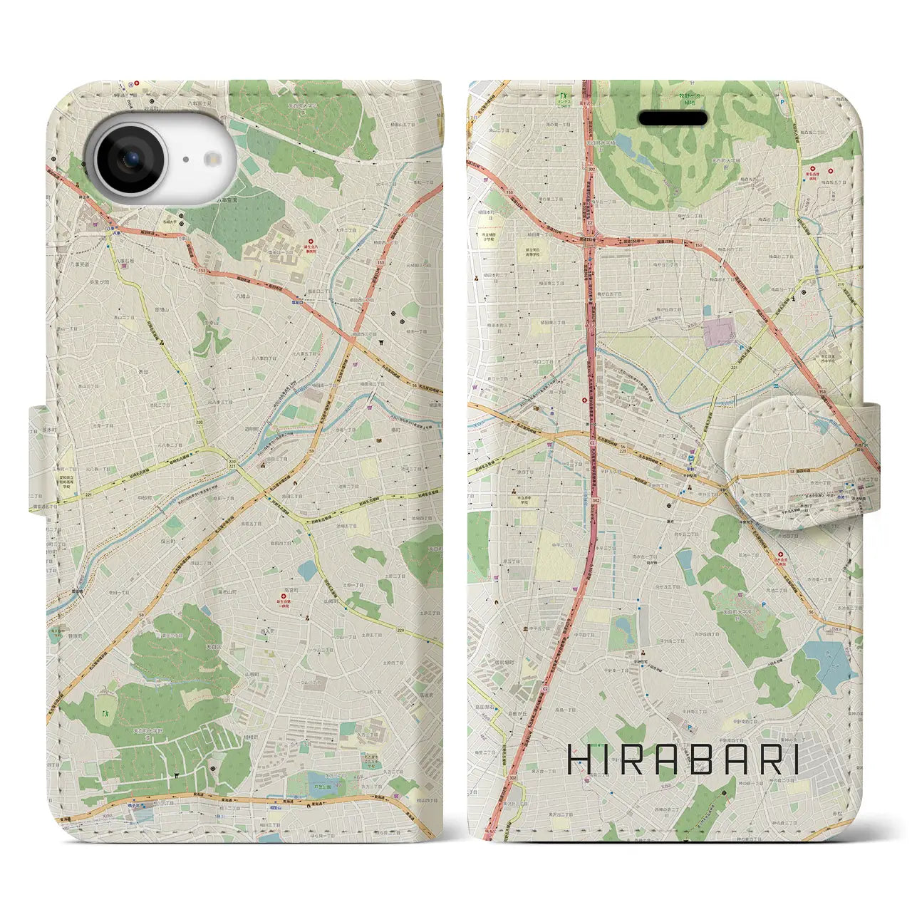 【平針(愛知県)】地図柄iPhoneケース(手帳タイプ)