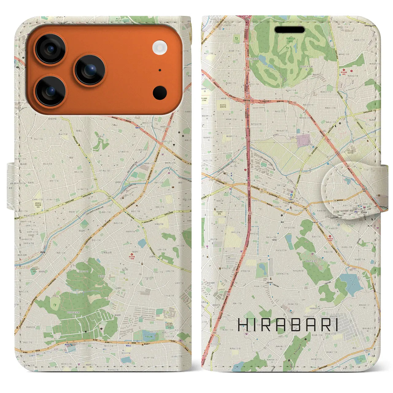 【平針(愛知県)】地図柄iPhoneケース(手帳タイプ)