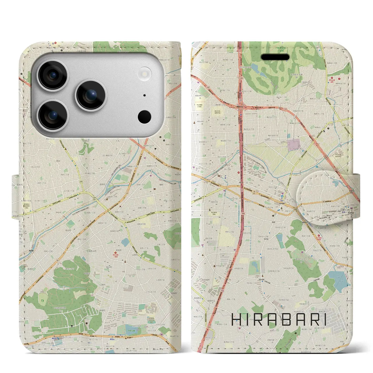 【平針(愛知県)】地図柄iPhoneケース(手帳タイプ)