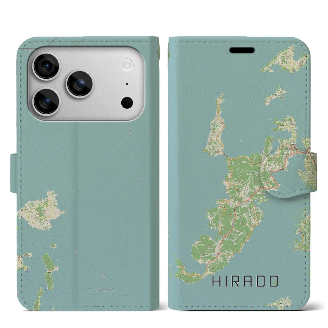 【平戸(長崎県)】地図柄iPhoneケース(手帳タイプ)ナチュラル・iPhone 17 Pro Max 用