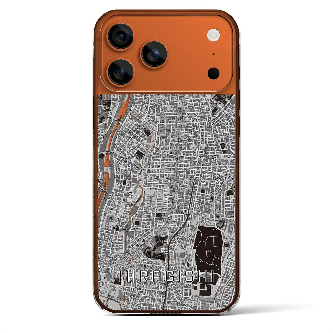 【平岸(北海道)】地図柄iPhoneケース(クリアタイプ)モノトーン・iPhone 17 Pro Max 用