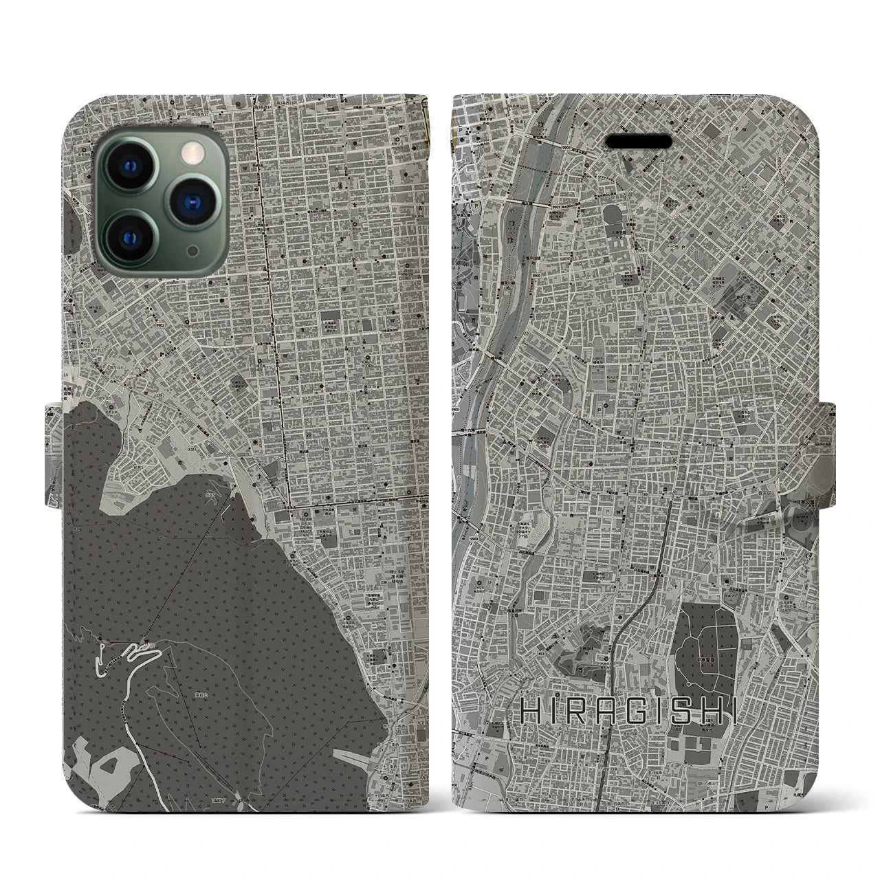 【平岸(北海道)】地図柄iPhoneケース(手帳タイプ)