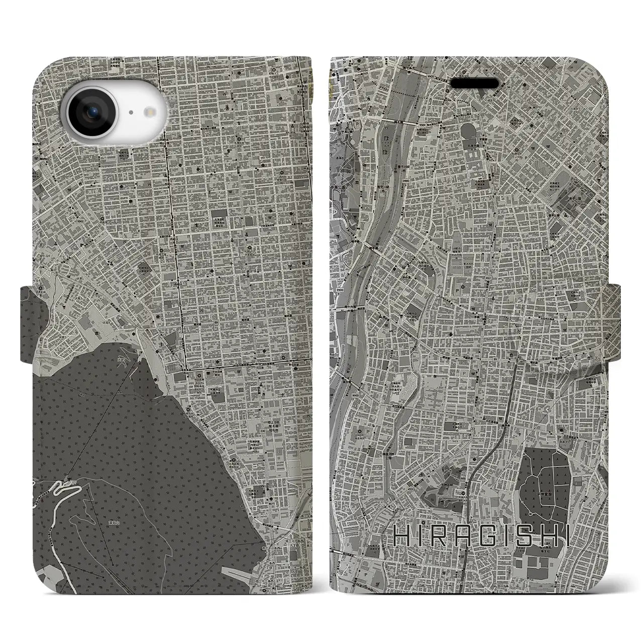 【平岸(北海道)】地図柄iPhoneケース(手帳タイプ)