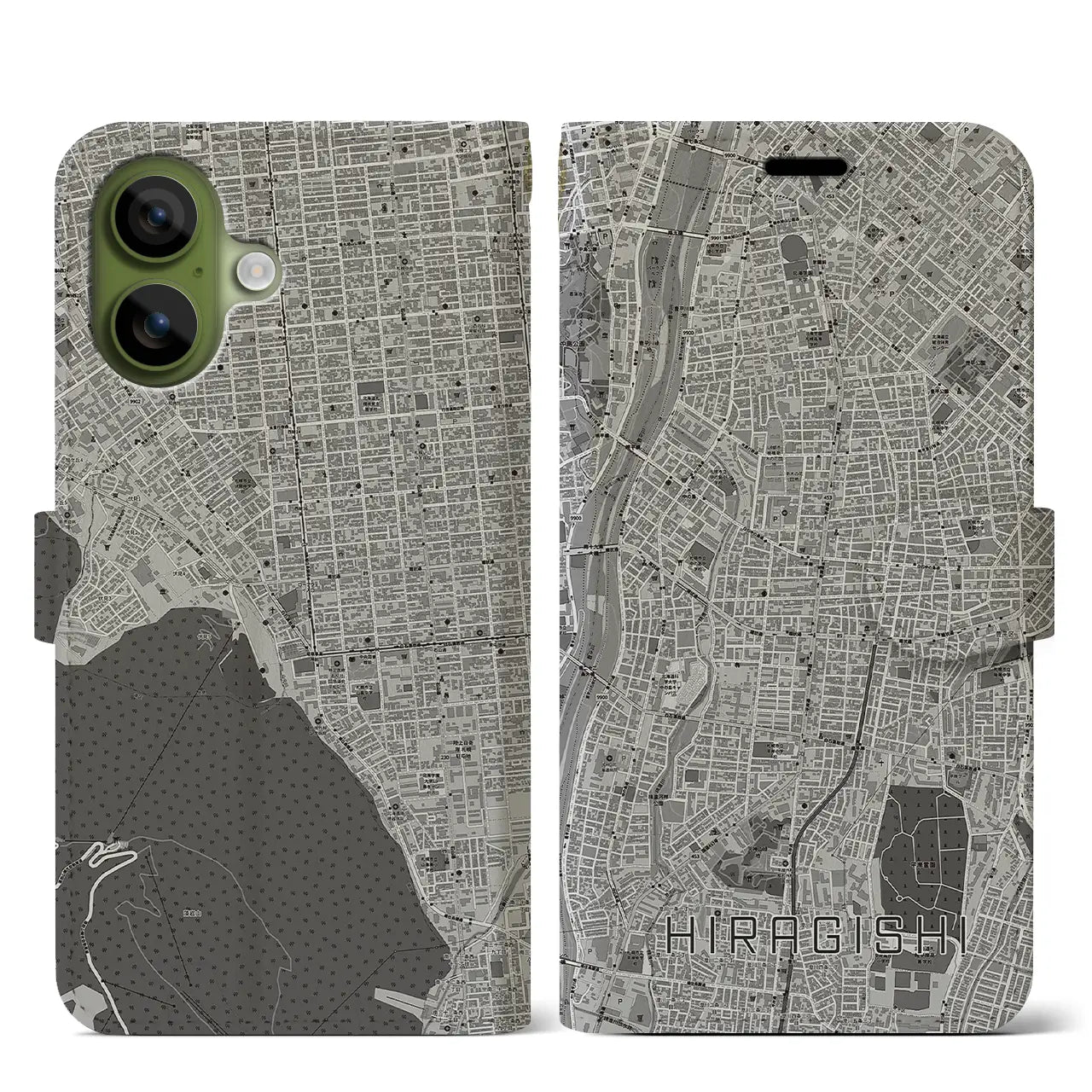 【平岸(北海道)】地図柄iPhoneケース(手帳タイプ)