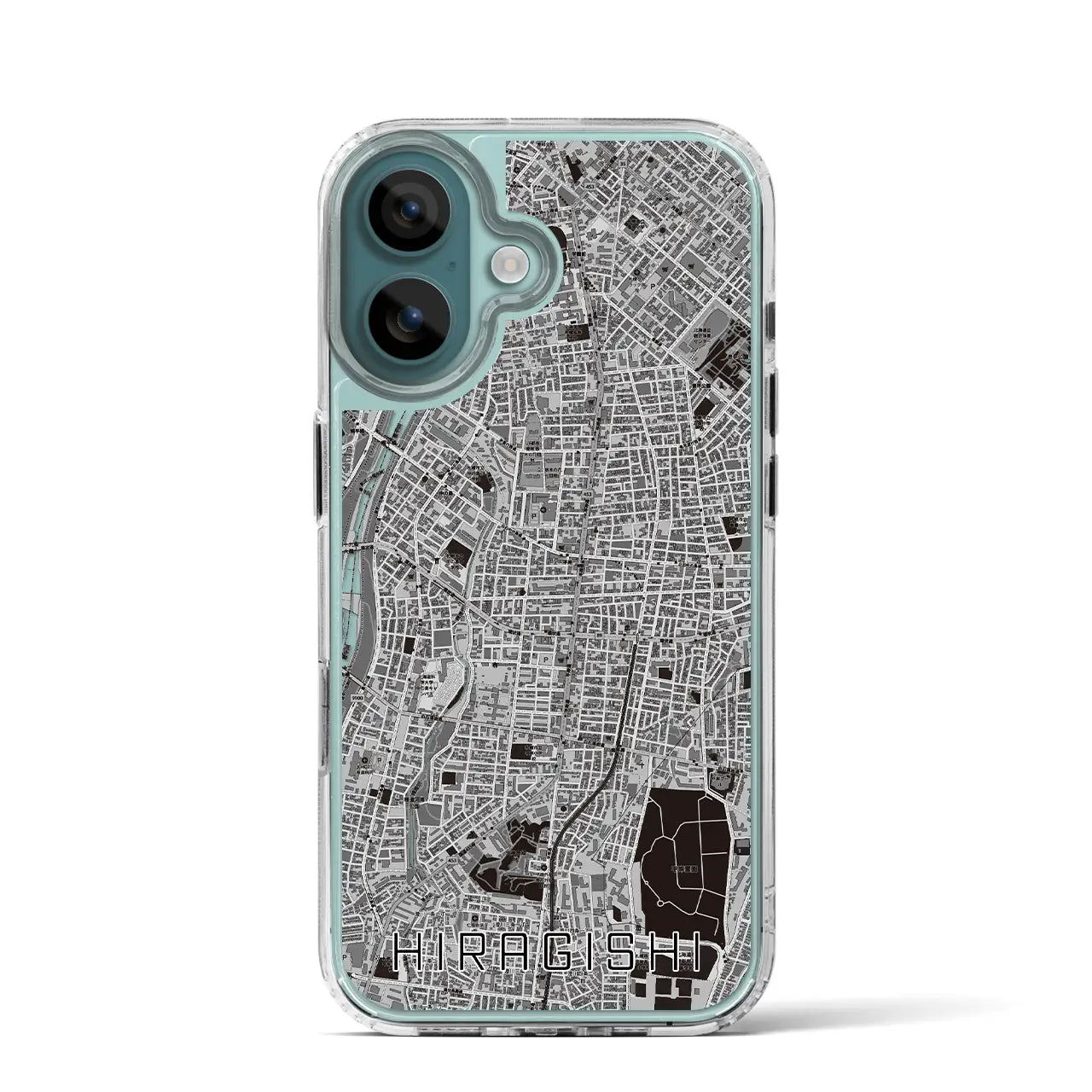 【平岸(北海道)】地図柄iPhoneケース(MagSafeタイプ)モノトーン・iPhone 16 Pro 用