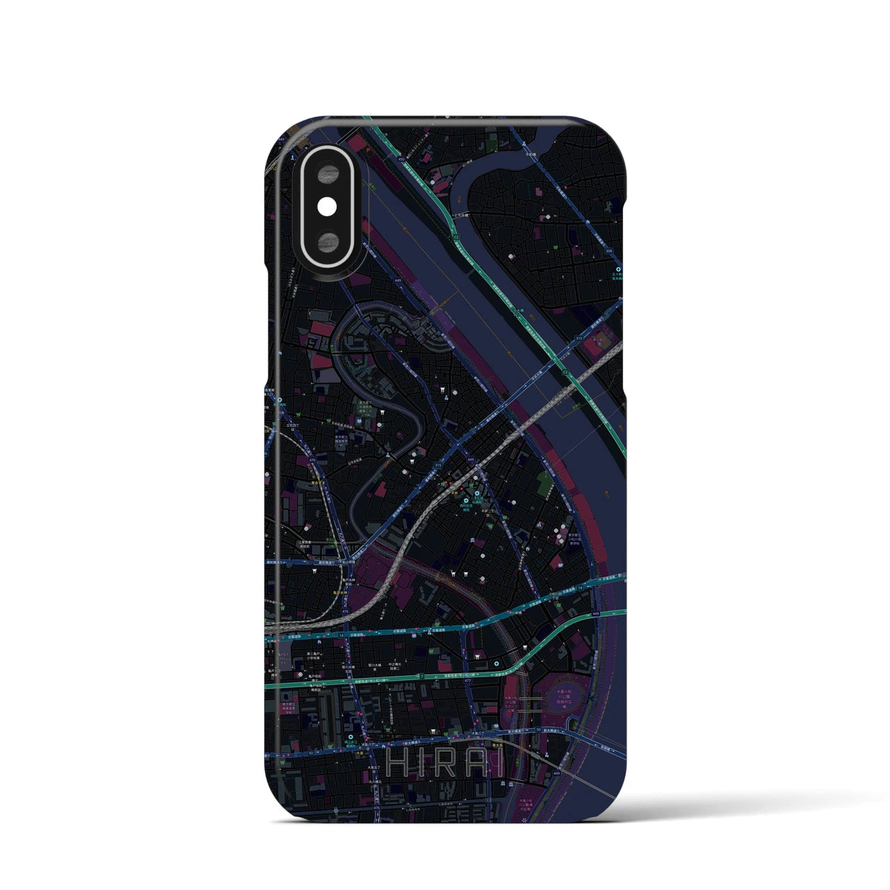 【平井(東京都)】地図柄iPhoneケース(バックカバータイプ)