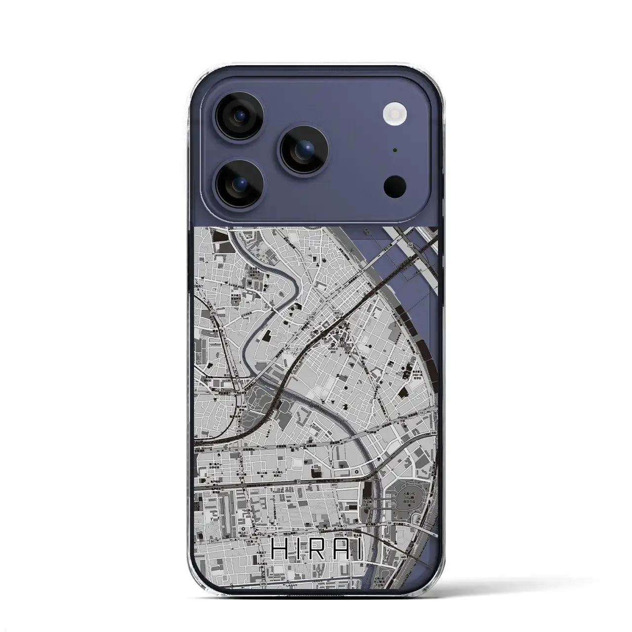 【平井(東京都)】地図柄iPhoneケース(クリアタイプ)モノトーン・iPhone 17 Pro Max 用