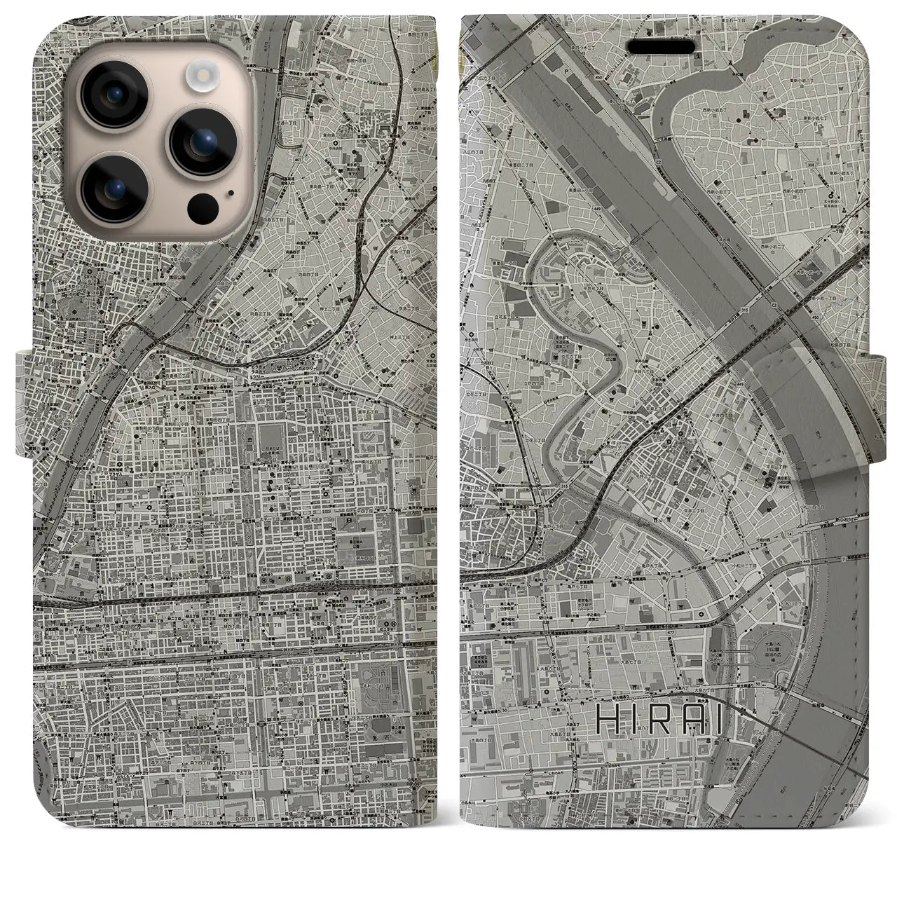 【平井(東京都)】地図柄iPhoneケース(手帳タイプ)