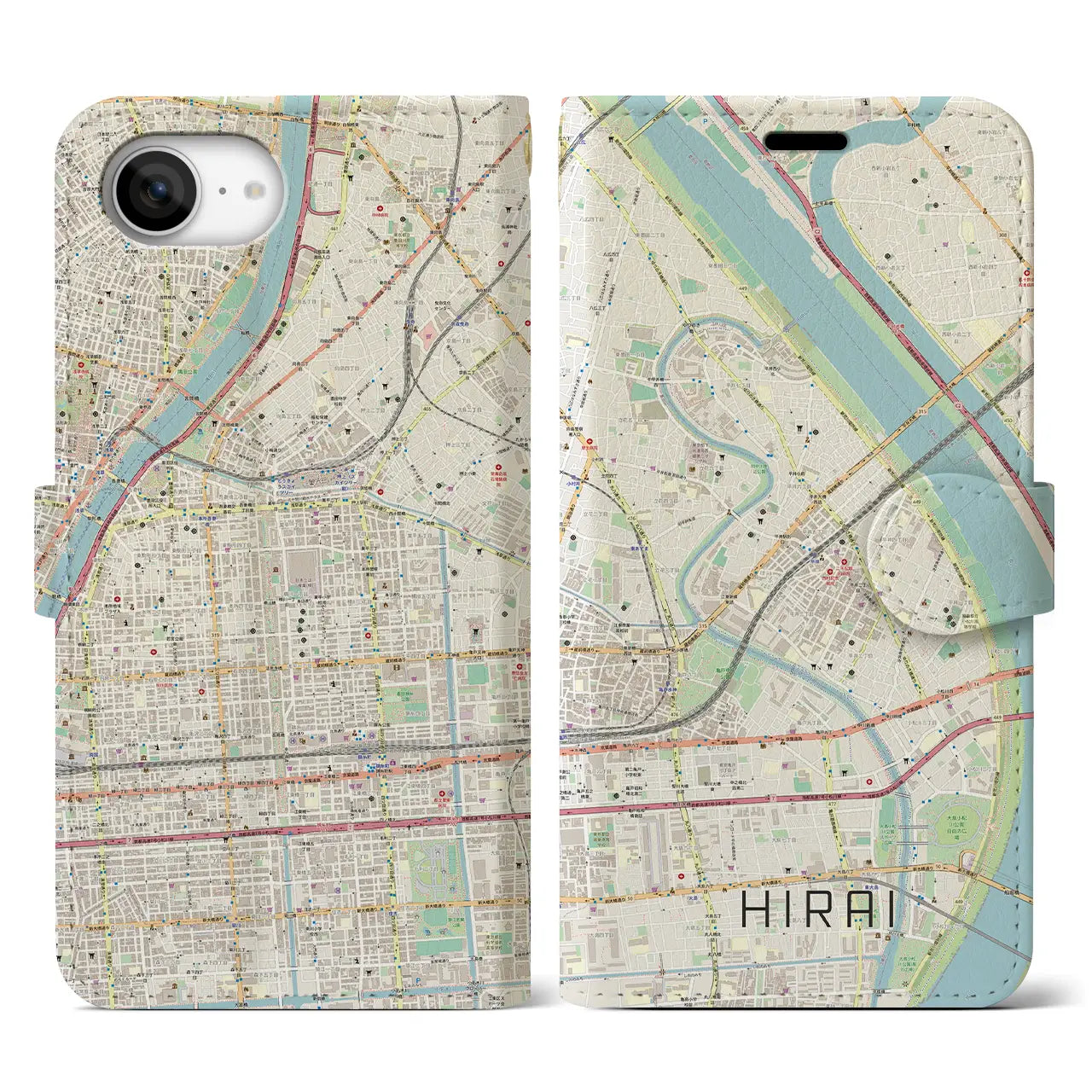 【平井(東京都)】地図柄iPhoneケース(手帳タイプ)