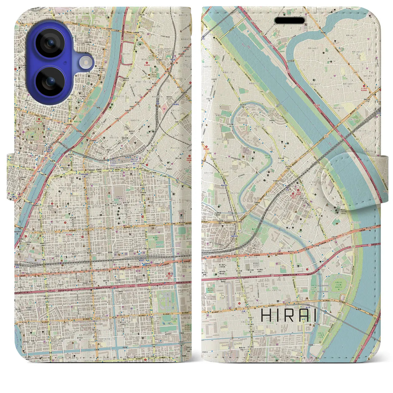 【平井(東京都)】地図柄iPhoneケース(手帳タイプ)