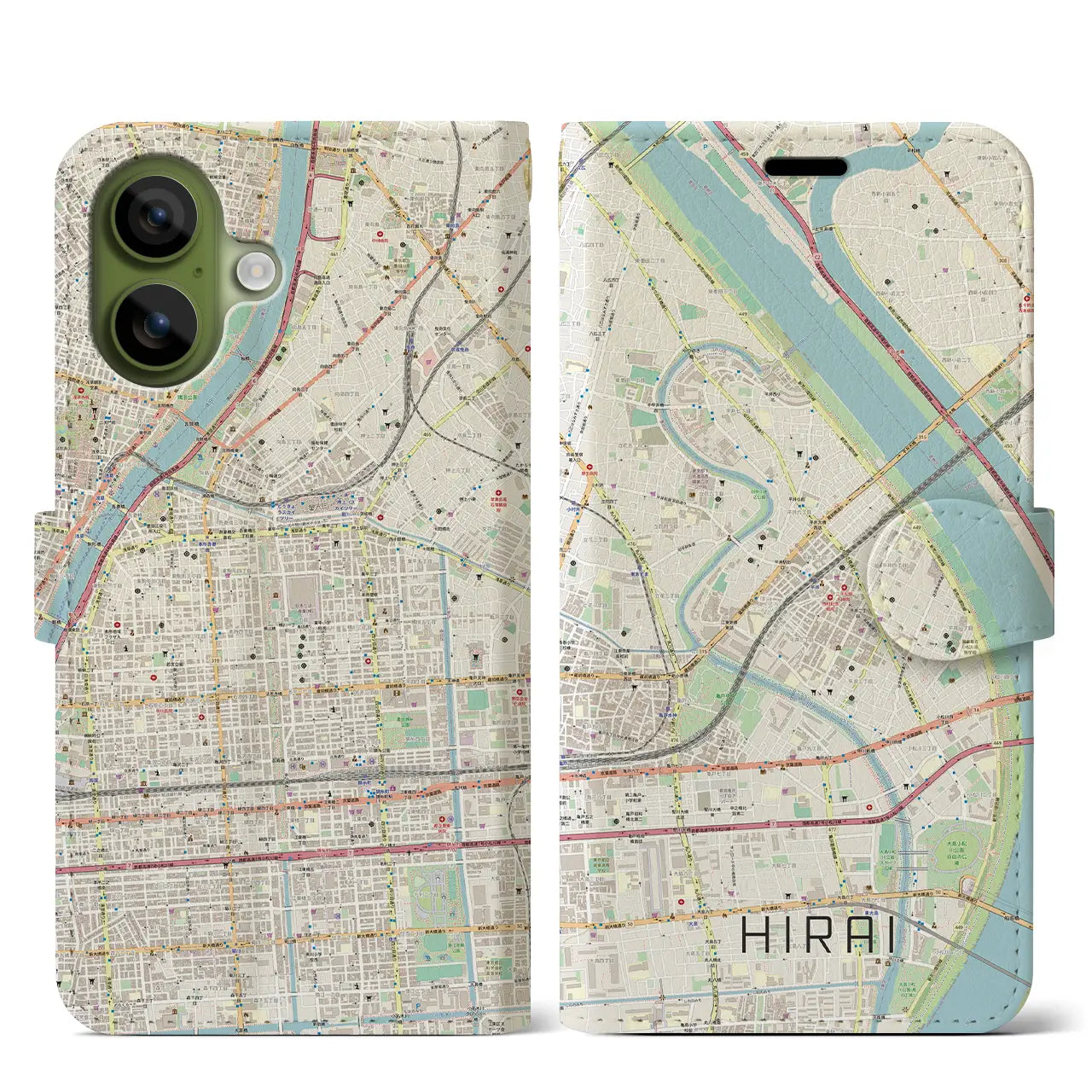 【平井(東京都)】地図柄iPhoneケース(手帳タイプ)