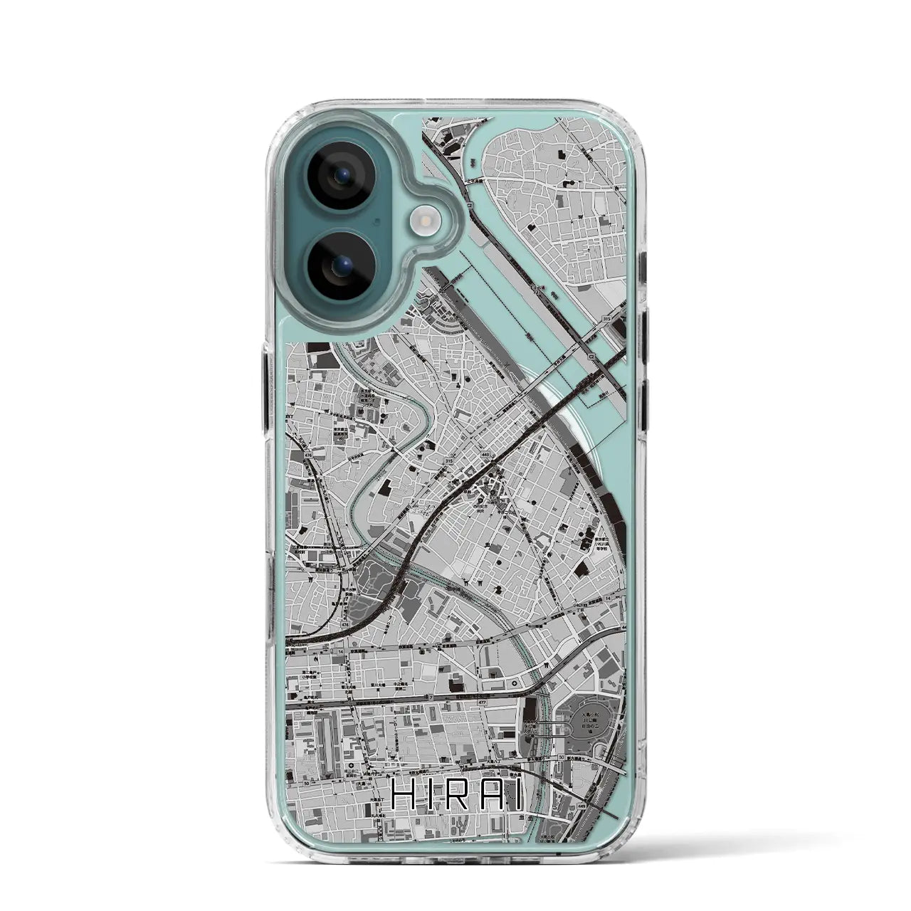 【平井(東京都)】地図柄iPhoneケース(MagSafeタイプ)モノトーン・iPhone 16 Pro 用
