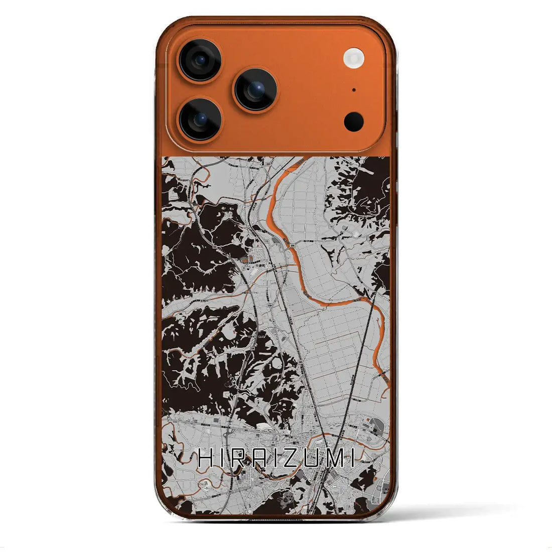 【平泉(岩手県)】地図柄iPhoneケース(クリアタイプ)モノトーン・iPhone 17 Pro Max 用