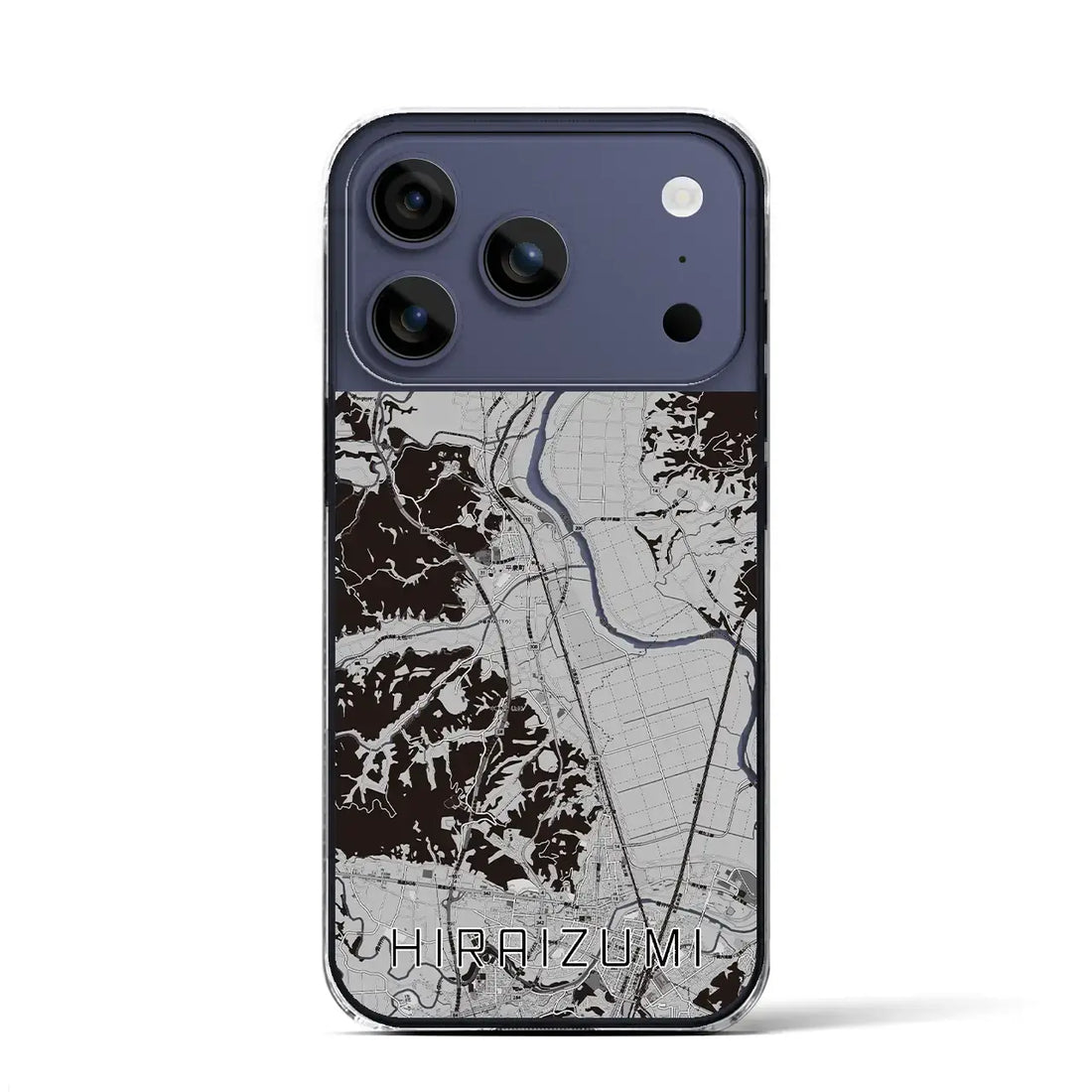 【平泉(岩手県)】地図柄iPhoneケース(クリアタイプ)モノトーン・iPhone 17 Pro Max 用