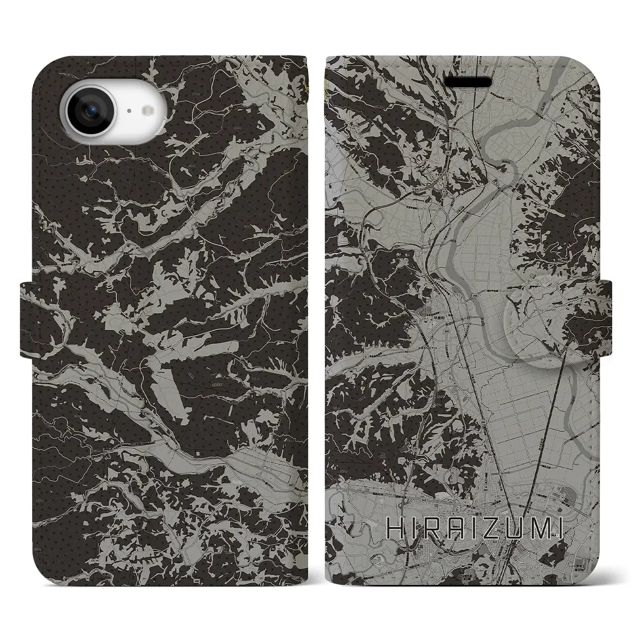 【平泉(岩手県)】地図柄iPhoneケース(手帳タイプ)