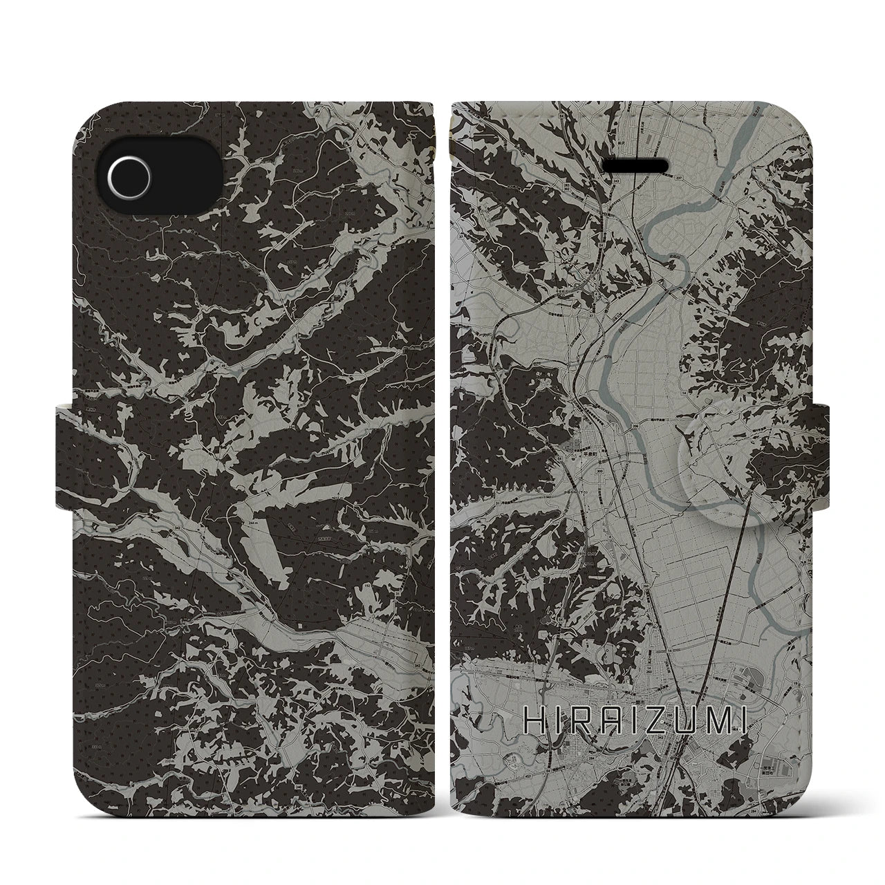 【平泉(岩手県)】地図柄iPhoneケース(手帳タイプ)