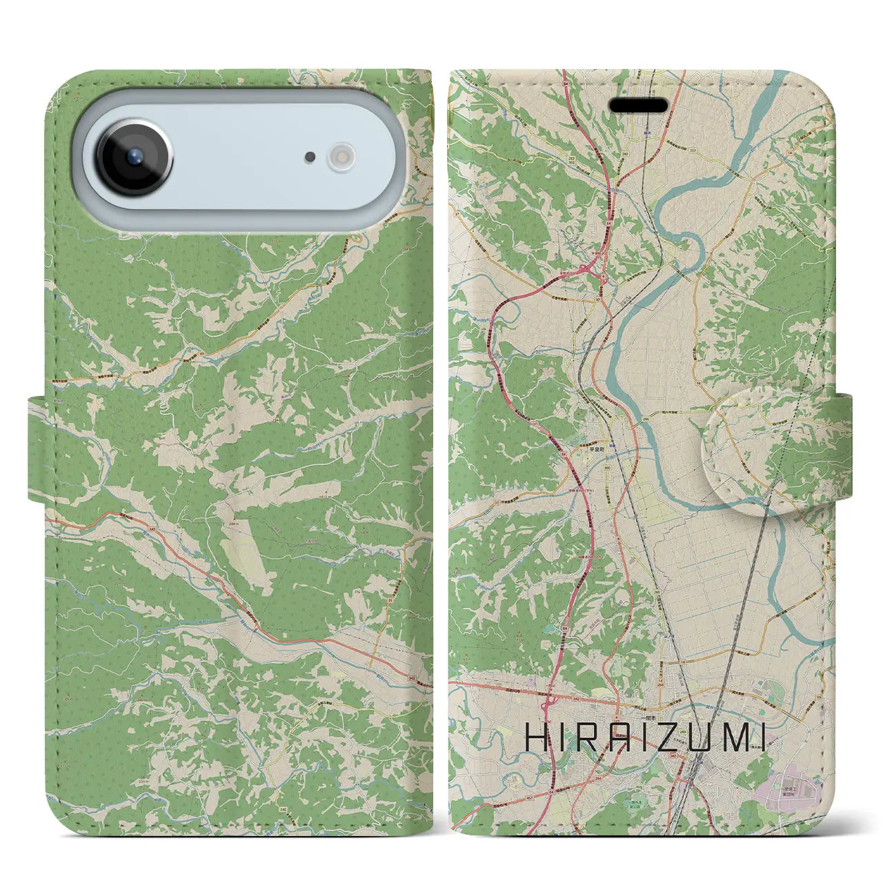 【平泉(岩手県)】地図柄iPhoneケース(手帳タイプ)