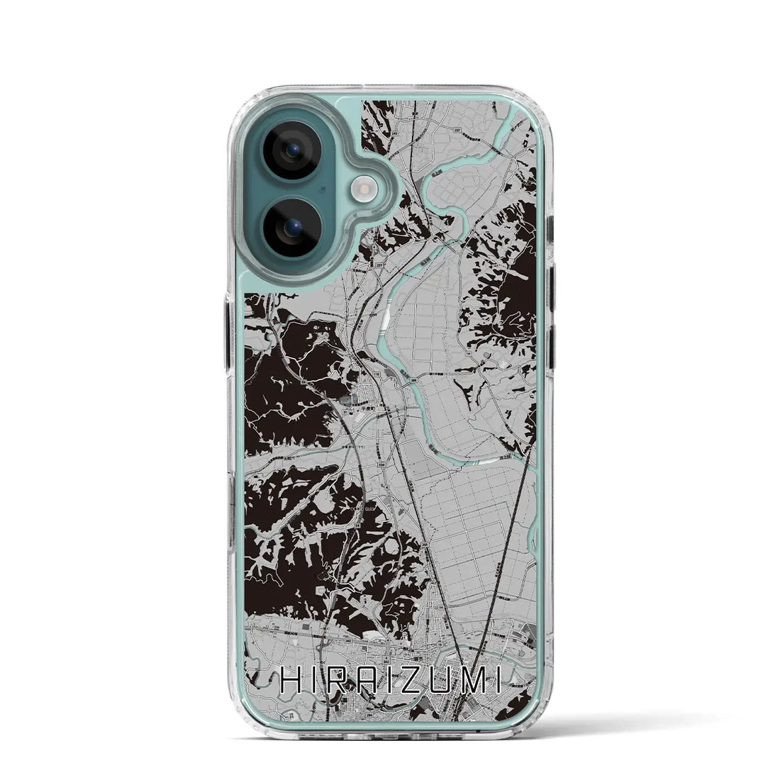 【平泉(岩手県)】地図柄iPhoneケース(MagSafeタイプ)モノトーン・iPhone 16 Pro 用