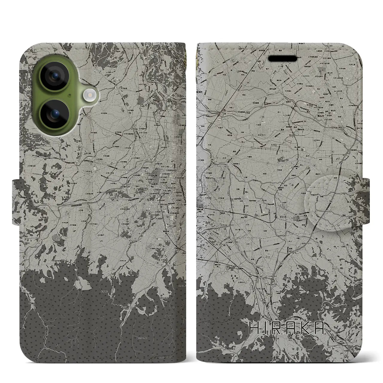 【平賀(青森県)】地図柄iPhoneケース(手帳タイプ)