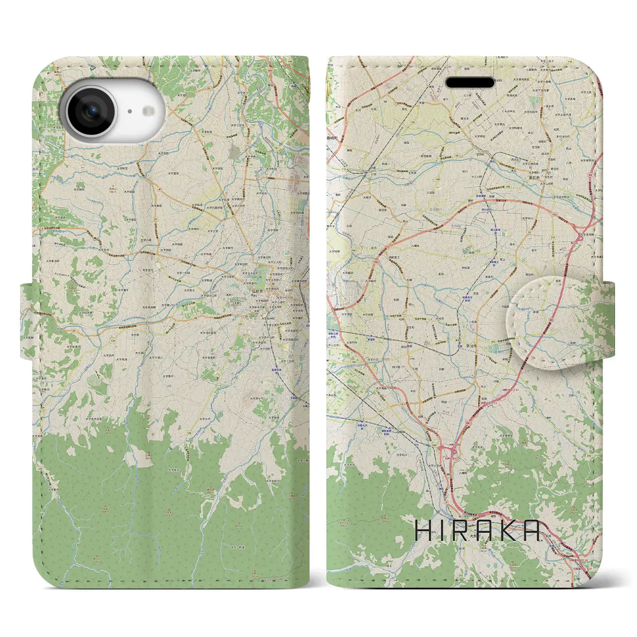 【平賀(青森県)】地図柄iPhoneケース(手帳タイプ)