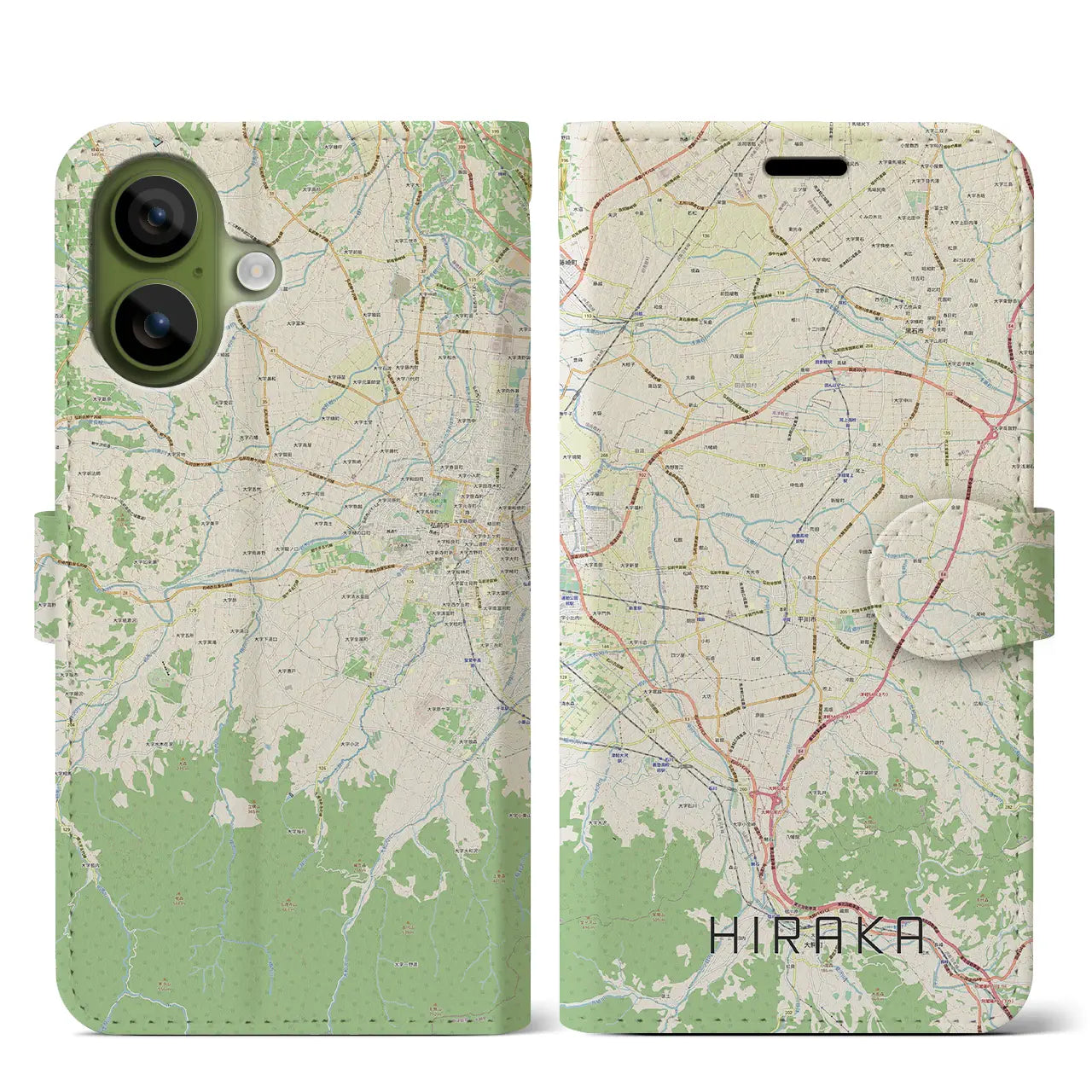 【平賀(青森県)】地図柄iPhoneケース(手帳タイプ)