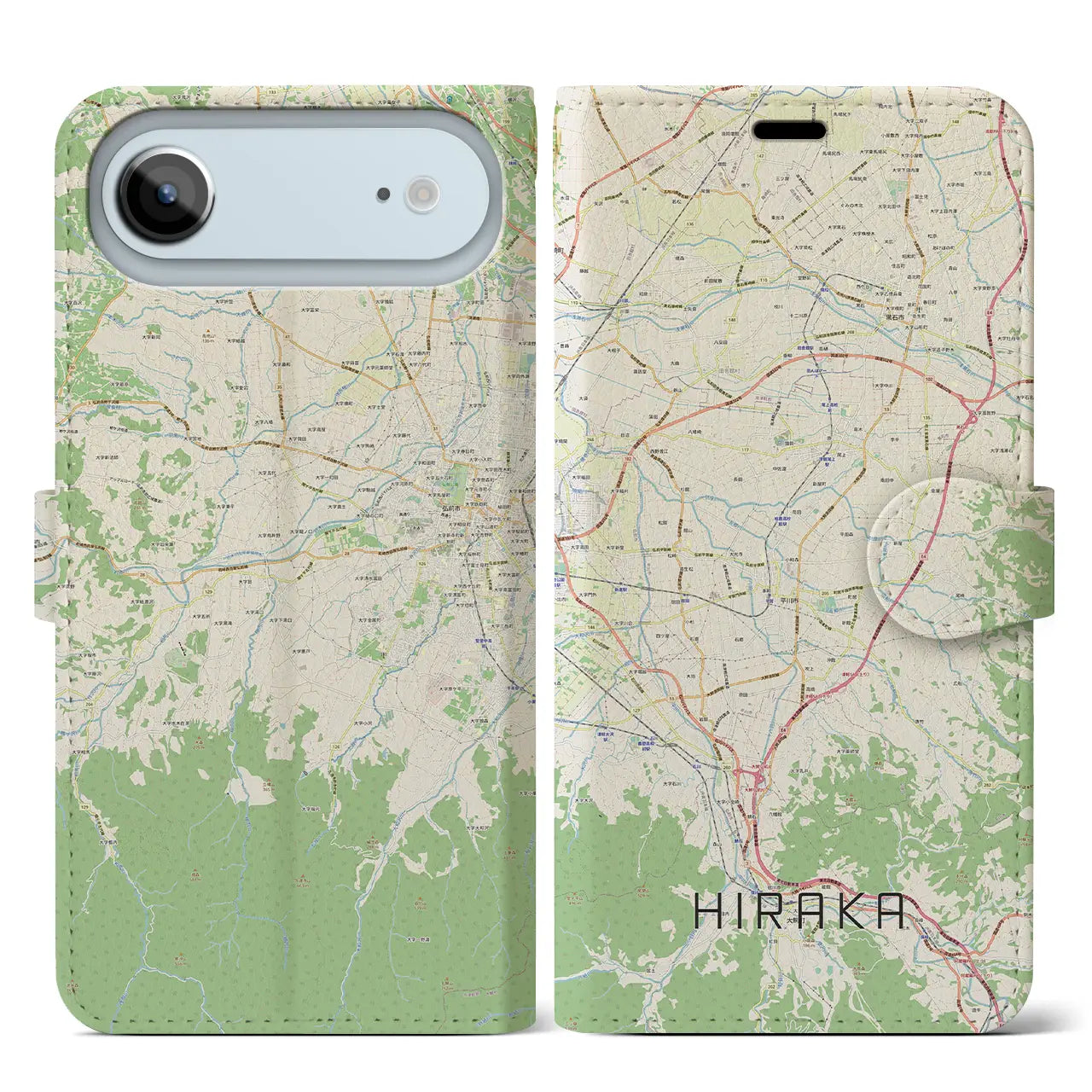 【平賀(青森県)】地図柄iPhoneケース(手帳タイプ)