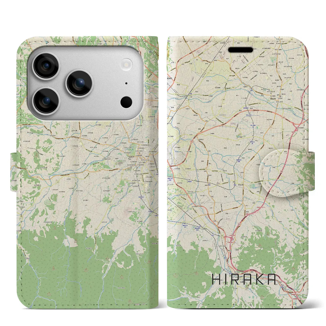 【平賀(青森県)】地図柄iPhoneケース(手帳タイプ)
