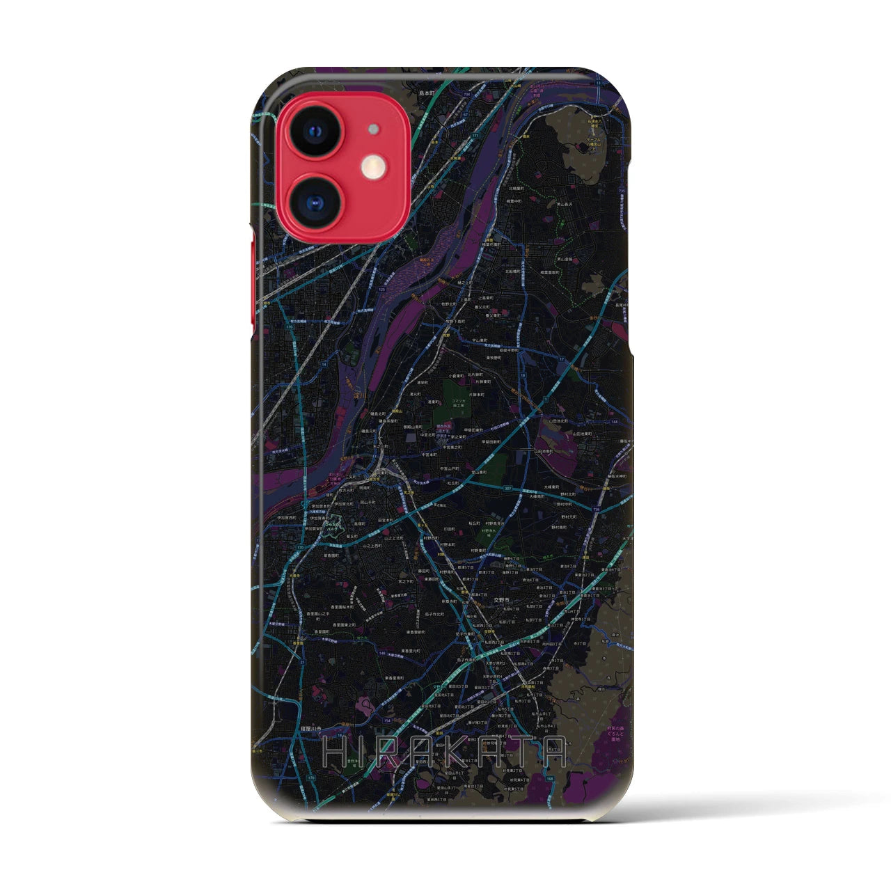 【枚方(大阪府)】地図柄iPhoneケース(バックカバータイプ)