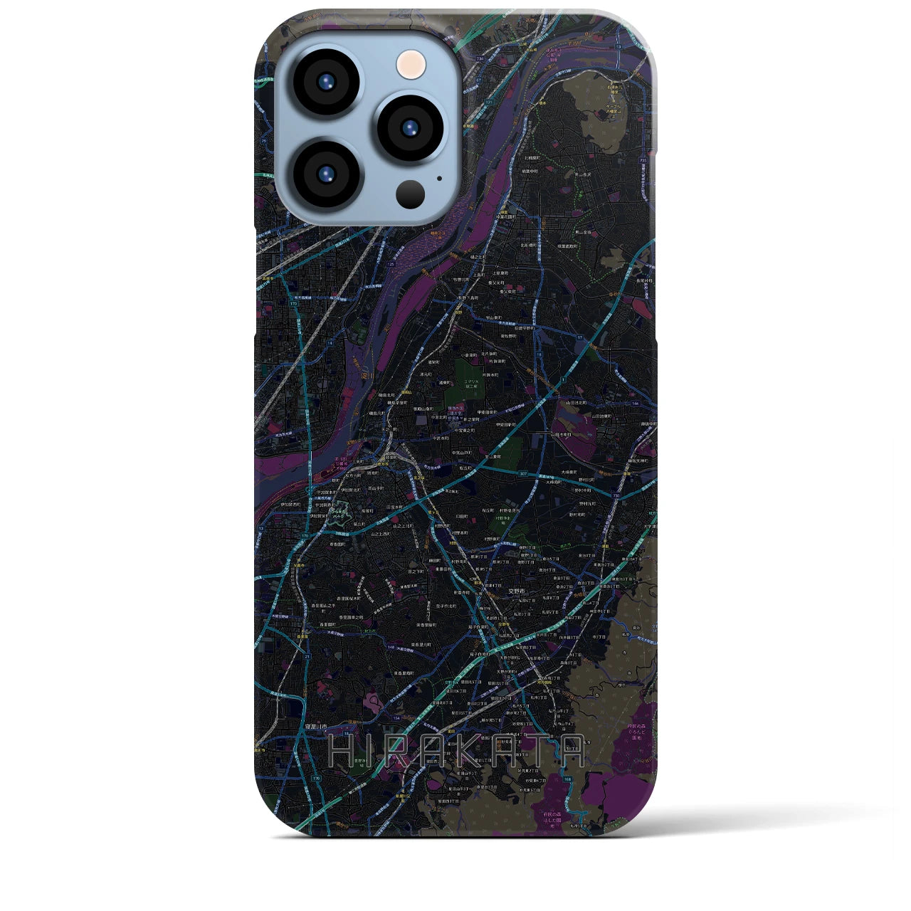 【枚方(大阪府)】地図柄iPhoneケース(バックカバータイプ)