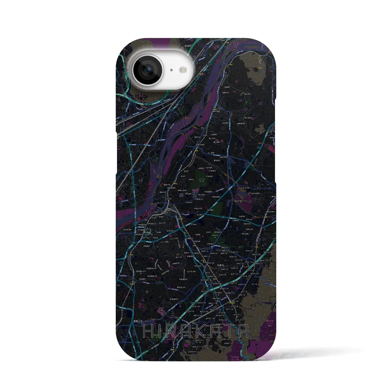 【枚方(大阪府)】地図柄iPhoneケース(バックカバータイプ)